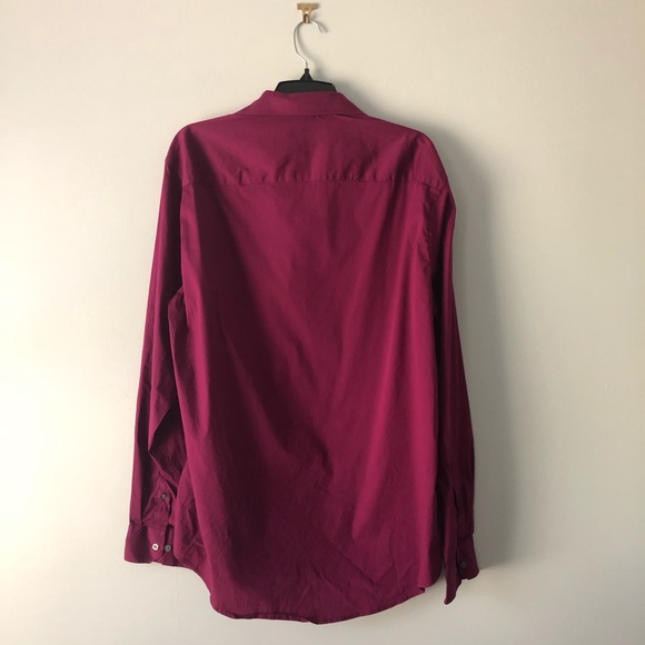 ALFANI SLIM FIT Button Up Shirt Berry Purple Mens X Large - Picture 2 of 6